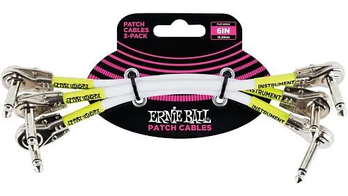 Ernie Ball 6052 Набор из 3-х инструментальных кабелей с угловыми джеками.