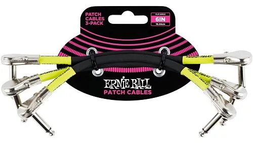 Ernie Ball 6059 Набор из 3-х инструментальных кабелей с угловыми джеками.